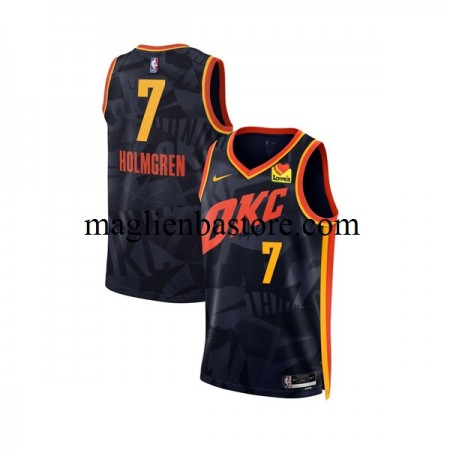 Maglia NBA Oklahoma City Thunder Chet Holmgren 7 Nike 2023-2024 City Edition Navy Swingman - Uomo